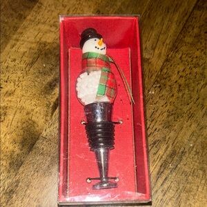 Festive Snowman Wine Bottle Stopper - Red & Multicolor Holiday Design